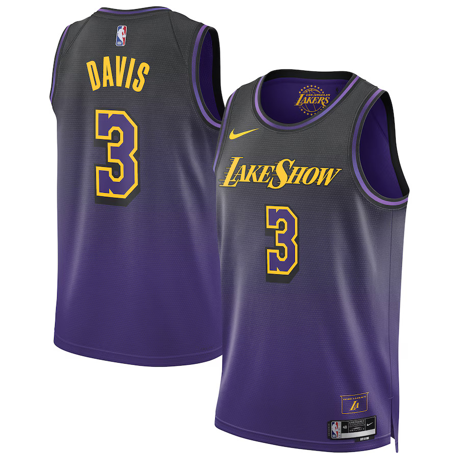 Men Los Angeles Lakers 3 Anthony Davis Nike Purple City Edition 2024-25 Swingman Player NBA Jersey
